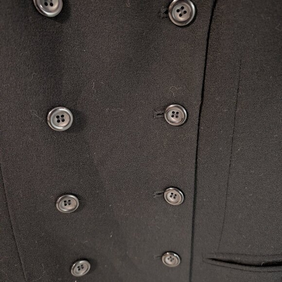 Rare Vintage Kasper Black Double-Breasted Longline Wool Crepe Blazer Size 10 - Picture 5 of 13